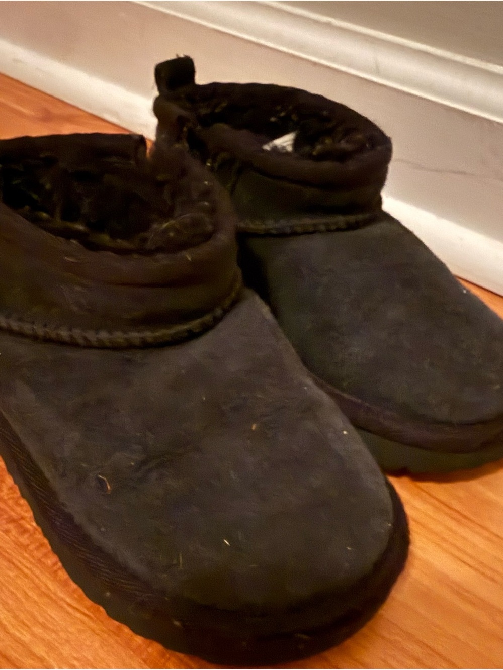UGG Kids Black Shearling-Lined Slip-On Boots